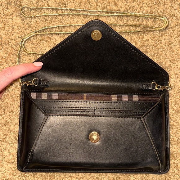 Dark Navy/Black Clutch with Gold Metal Strap MW - Picture 2 of 6
